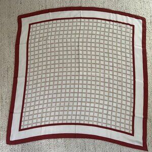 New Silk-Like Red and Cream Print Scarf